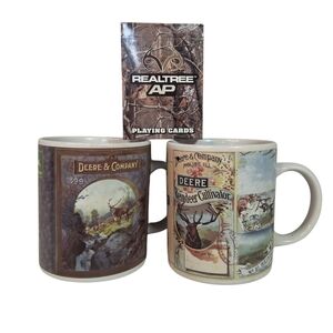 Vintage John Deere - Themed Coffee Mug Set (2) + Realtree Playing Cards
